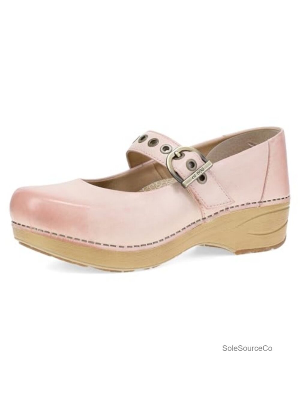 Leather Mary Jane Clog Slip-Resistant Work Shoe Adjustable Buckle